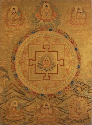 Vajrasattva Mandala Flanked By Others Bodhisattvas | 24K Gold Style Original Hand Painted Thangka
